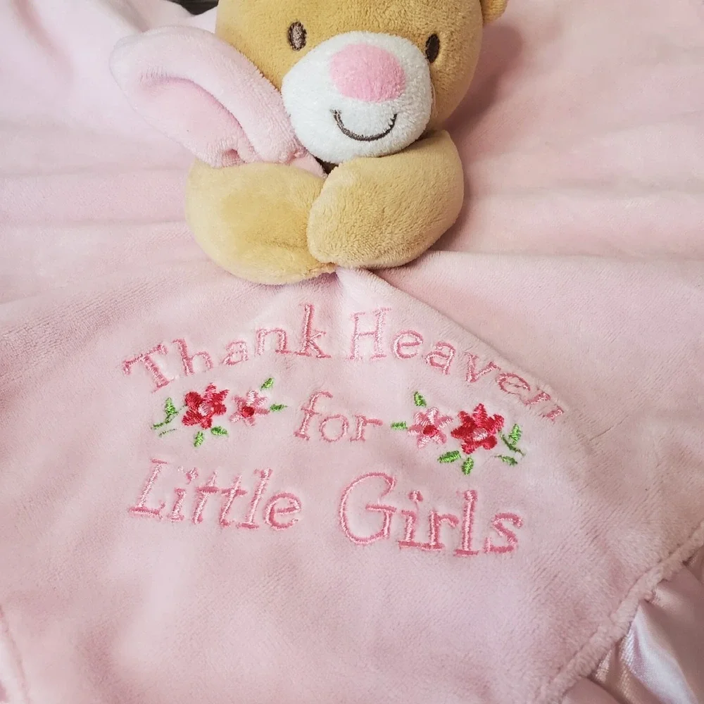 Baby Starters Lovey Bear Thank Heaven for Little Girls Blanket Satin Pink Rattle